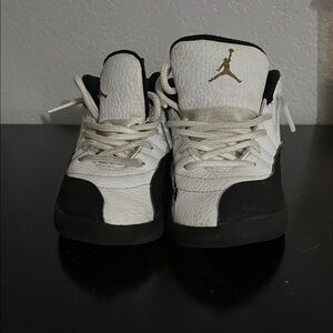Jordan Kids Sneakers in White, Black, and Gold